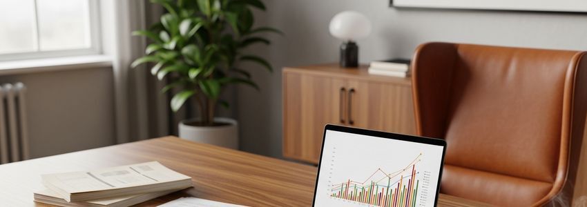 Small business owner reviewing financing documents in a modern office