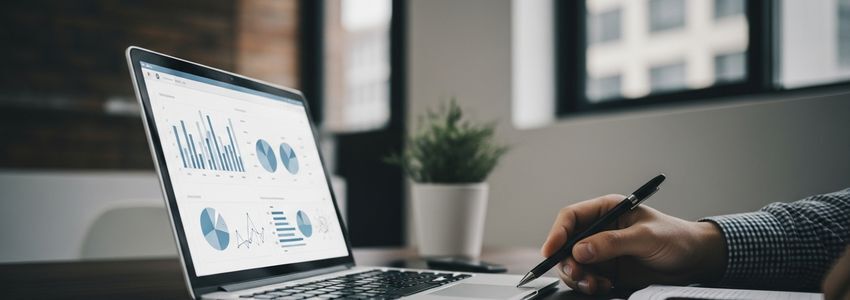 Business owner reviewing credit reports and financial documents at a professional desk
