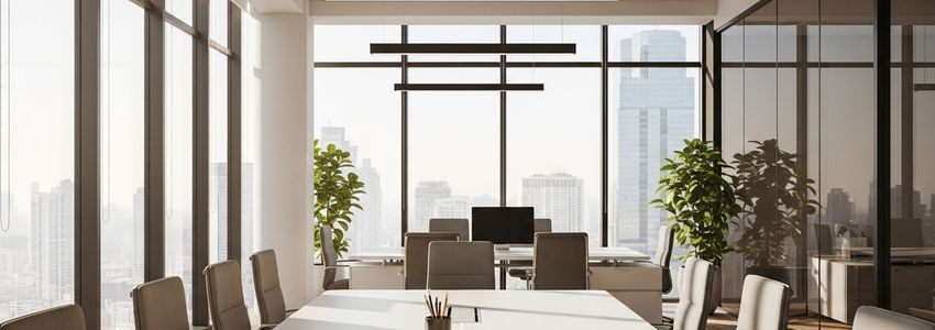 Modern corporate office conference room representing the professional environment where blended business financing strategies are developed