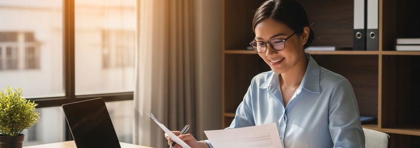 Business owner reviewing documents for a business line of credit application