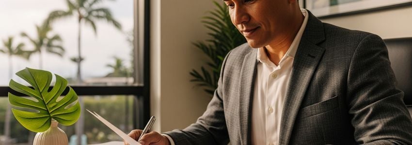 Small business owner in Honolulu Hawaii reviewing loan options