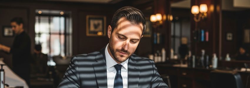 Franchise owner reviewing Boardroom Salon financing paperwork
