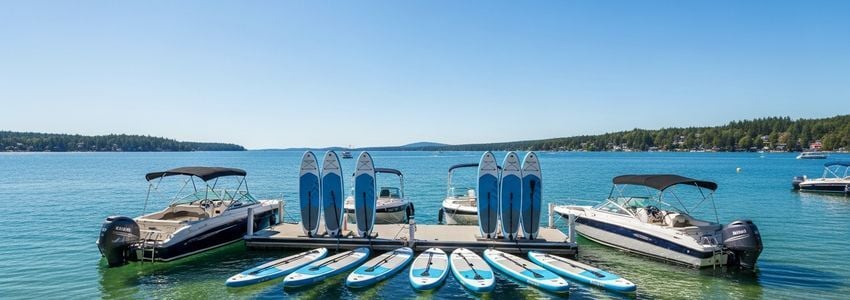 Boat rental fleet at marina dock - financing options for watercraft rental businesses