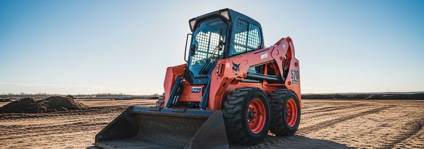 Bobcat skid steer loader on a construction site available for financing