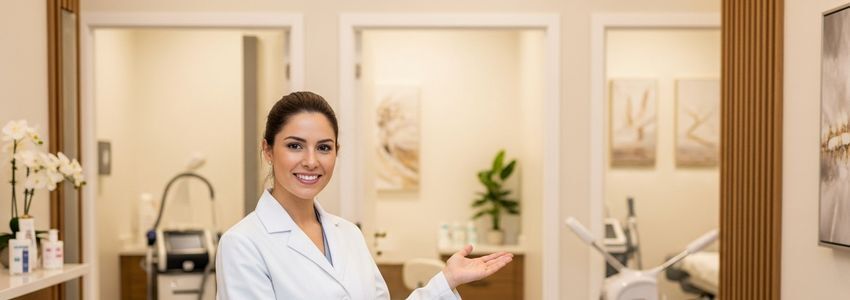 Aesthetic clinic professional reviewing body sculpting equipment financing options for a med spa business