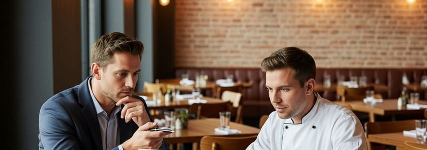 Boston restaurant owner reviewing financing options with a business advisor