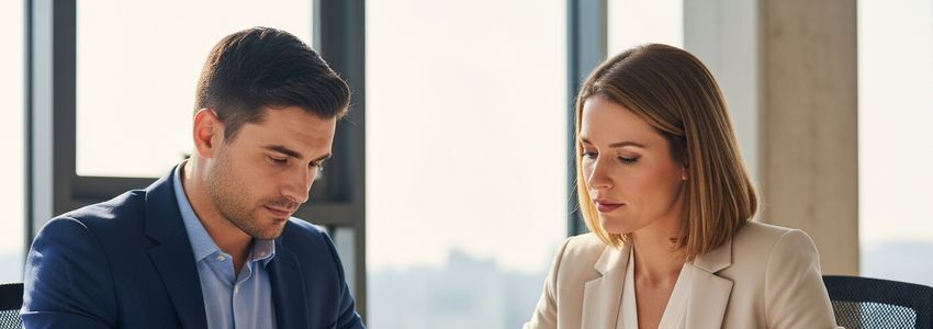 Business professionals reviewing Bowlero franchise loan documents and financing options at a modern office