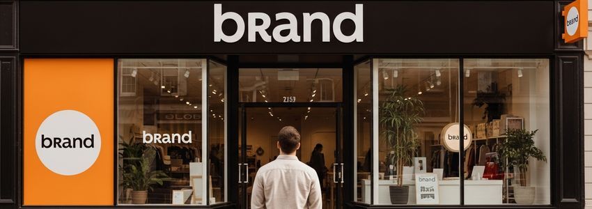 Small business owner building brand identity with professional storefront design