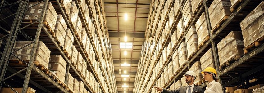 Business owner reviewing inventory and credit line financing options for bulk purchasing
