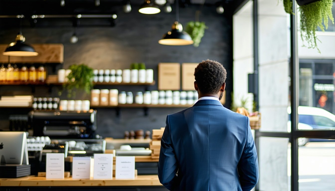 Business owner in coffee shop