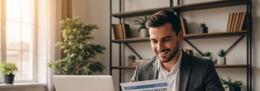 Business professional reviewing documents to build business credit without personal guarantee