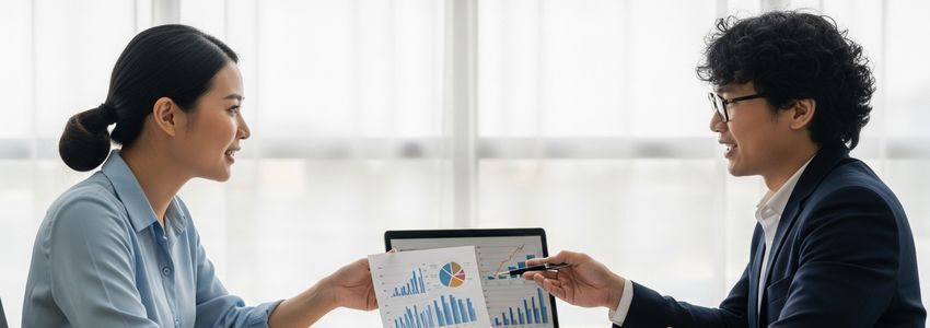 Business professionals using strategic debt financing to grow their company
