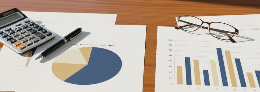 Business financing data analysis with charts and reports showing lending trends for 2026