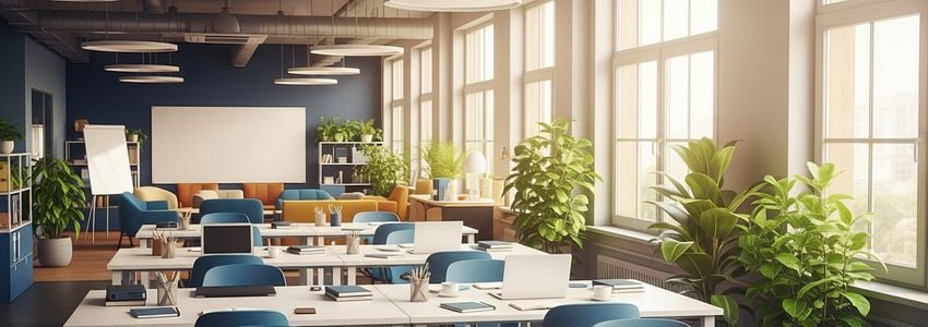 Business professionals reviewing financing documents in a modern startup incubator workspace