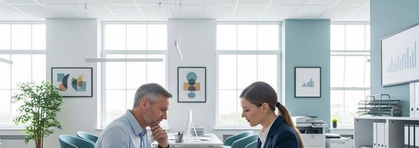Business professionals reviewing financing options for bad credit line of credit