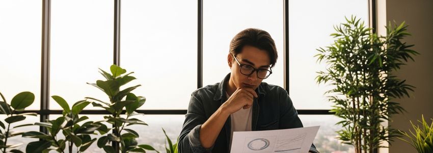 Business owner reviewing financial documents to determine the right business loan amount