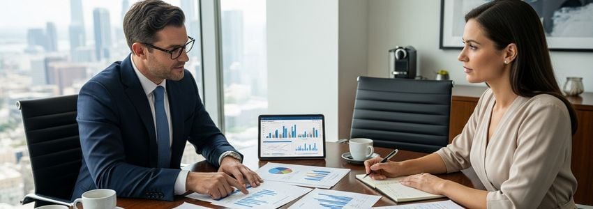 Business advisor reviewing strategies to improve business loan approval odds