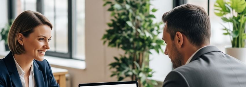 Business loan advisor comparing APR and interest rates for small business financing