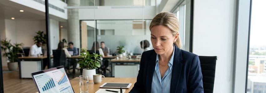 Business owner reviewing acquisition financing documents