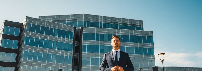 Business professional reviewing loan default documents in a modern office environment