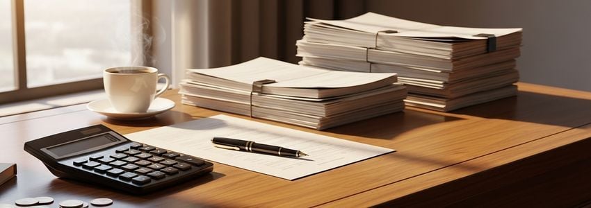 Business owner calculating loan costs and comparing financing options at a desk