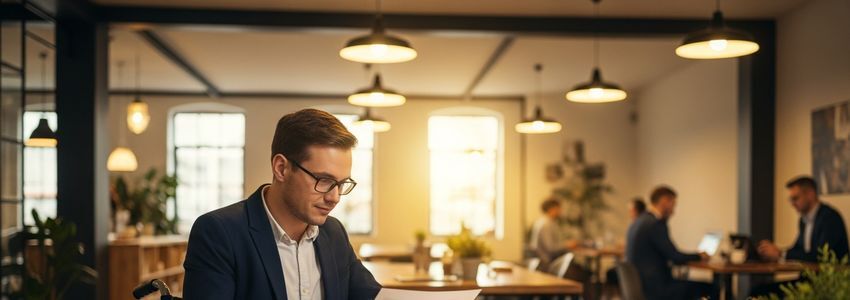 Disabled business owner reviewing financing options