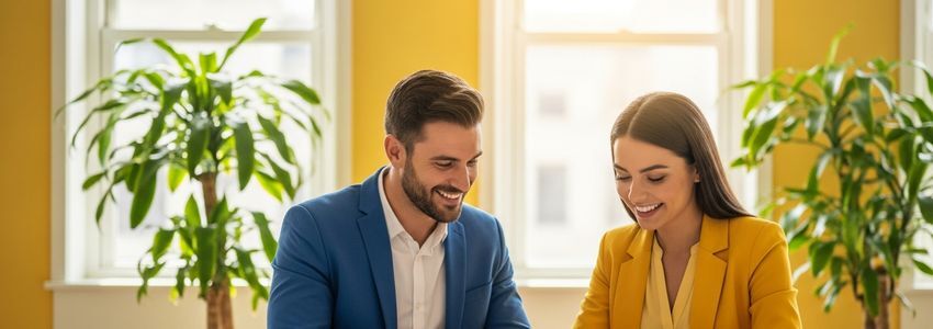 Business professionals reviewing financing documents in a conference room