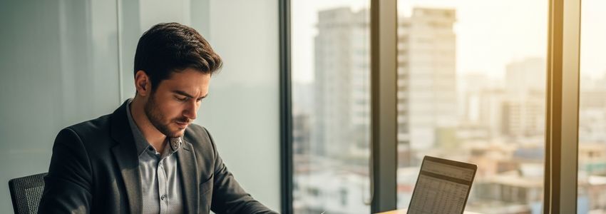 Independent contractor reviewing business loan options and financing documents at a modern office
