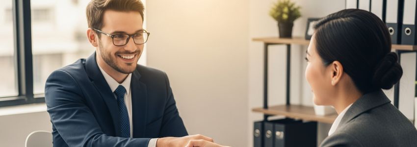 Business owner reviewing loan documents with a financial advisor to secure a business loan with a judgment