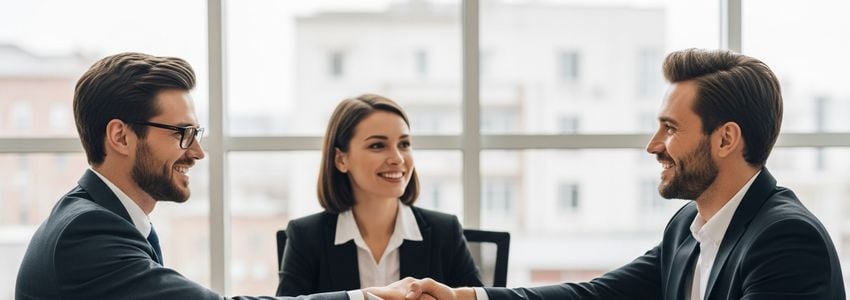 Small business owner and financial advisor shaking hands after securing an unsecured business loan