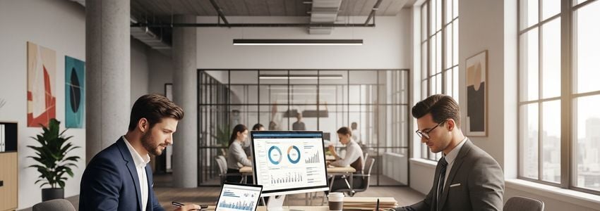 Business professionals reviewing commercial real estate loan documents at a conference table