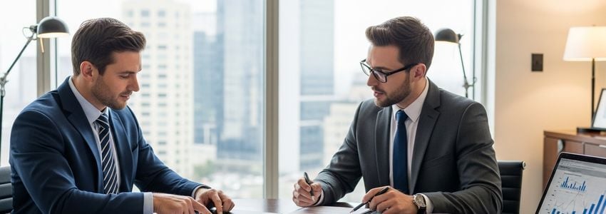 Dentist meeting with lender to review dental practice financing