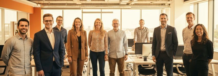 Business team of new employees onboarding in a modern office, representing workforce growth funded by business loans