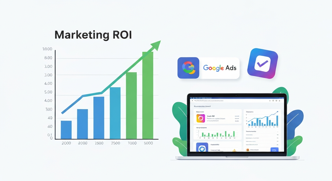 Marketing ROI chart showing business growth from loan-funded advertising campaigns
