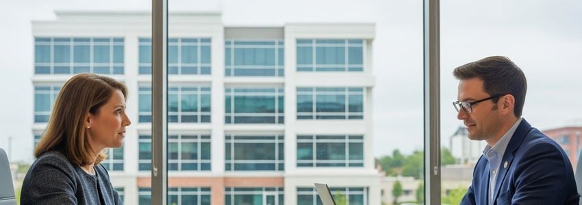 Physician reviewing medical practice financing options with healthcare lender