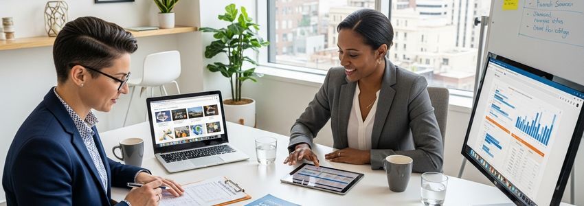 Minority business owner reviewing financing options with community advisor