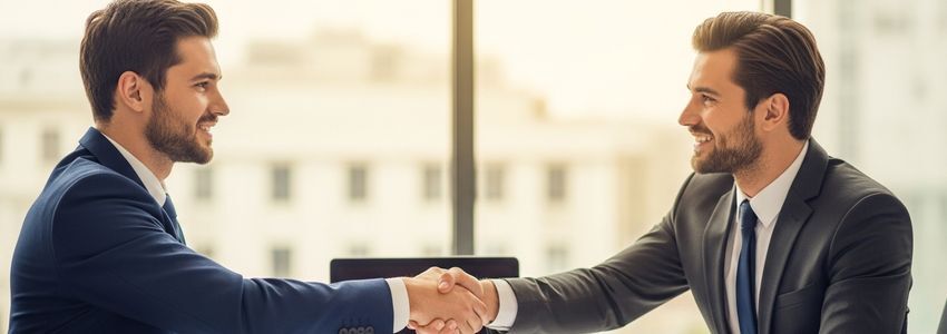 Business loan types overview - two business professionals reviewing loan agreement