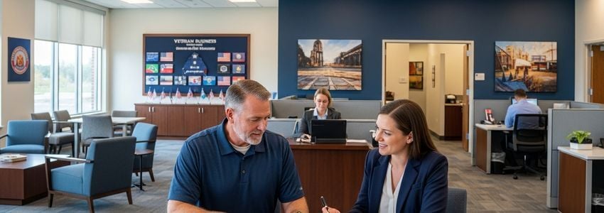 Veteran business owner meeting with advisor at Veteran Business Outreach Center