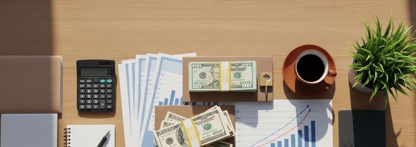 Business professional comparing business loan and crowdfunding funding options at a desk