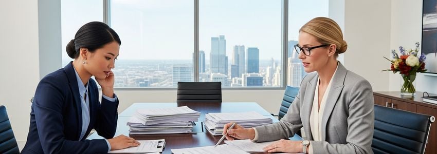 Woman business owner meeting with financial advisor about business loans