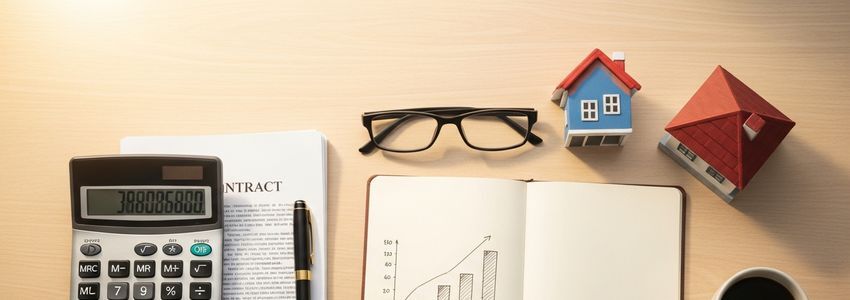 Business financing documents and acquisition materials laid out on a professional desk