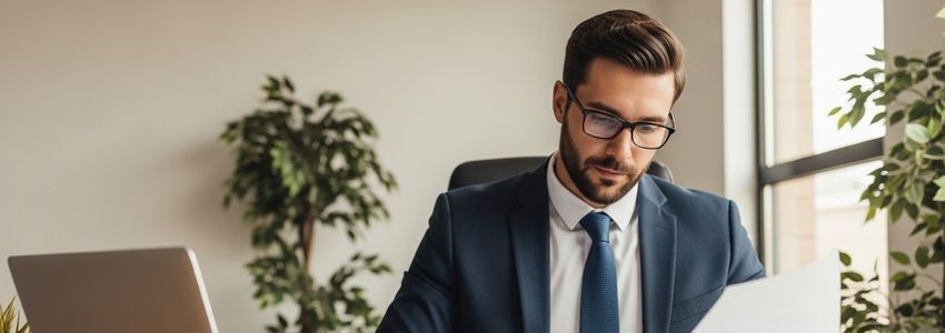 California contractor reviewing business loan documents at an office desk