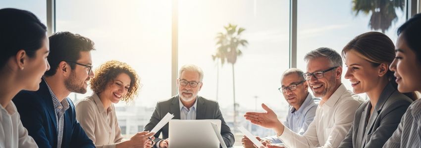 California small business owners in professional meeting reviewing loan financing options