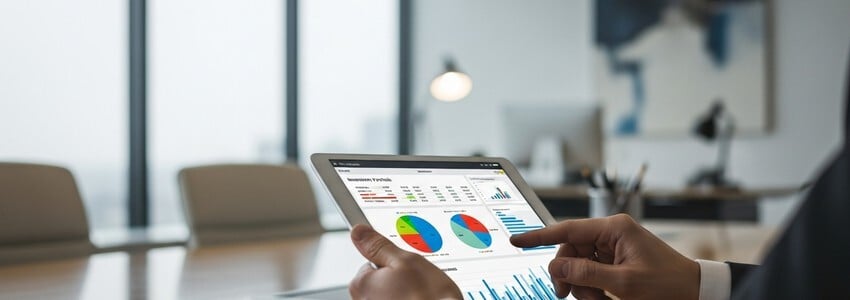 Business owner reviewing capital allocation charts and financial investment strategies