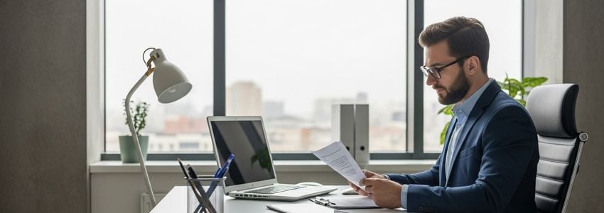 Small business owner reviewing franchise financing documents
