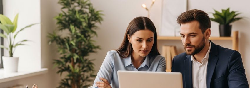 Business owners reviewing cash flow statements to address growth-related financial challenges