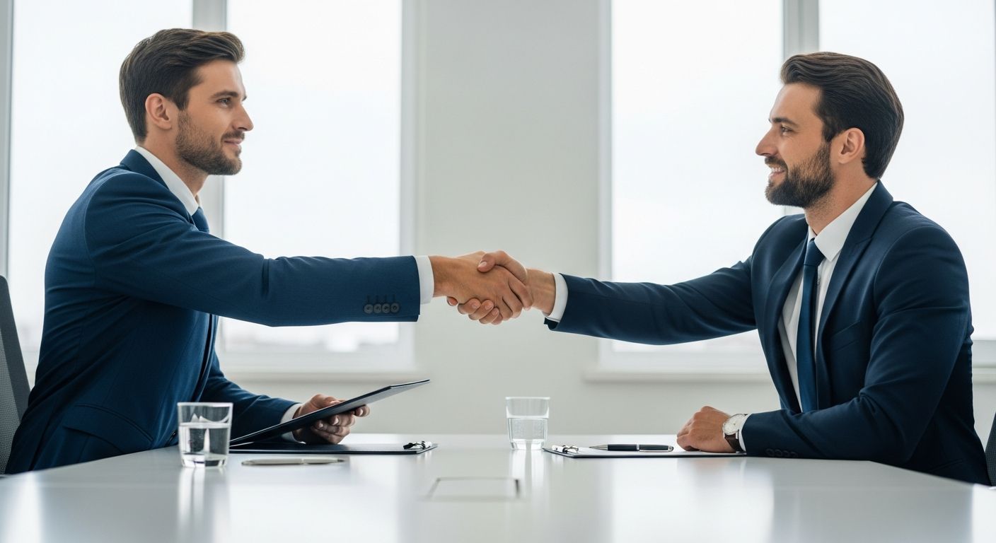 Business professionals finalizing a line of credit agreement to manage cash flow