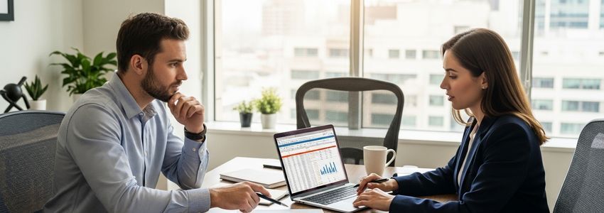 Business owner reviewing cash flow financing options with advisor