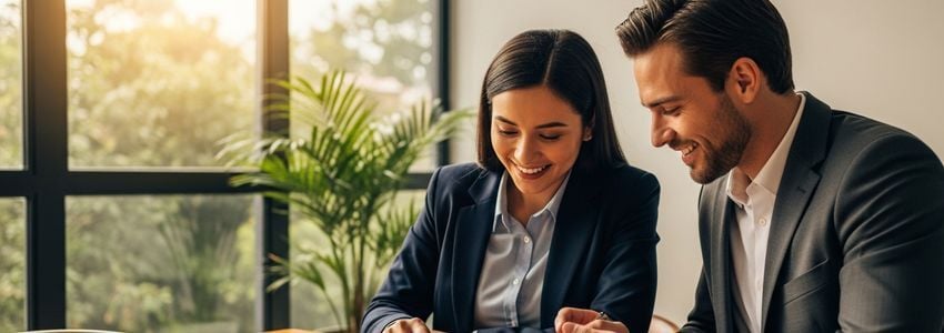 Business owner and advisor reviewing financial strategy for cash management and growth investment