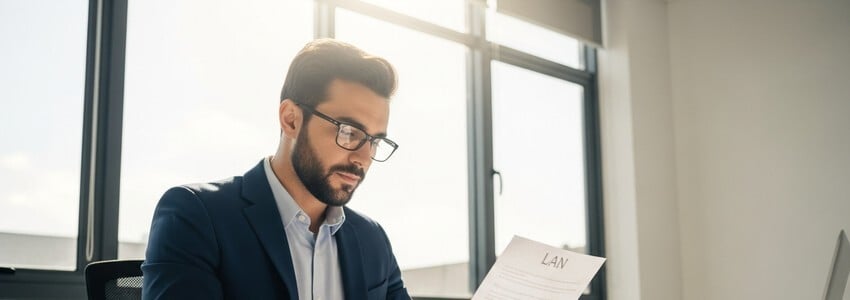 Franchise business owner reviewing Coffee Bean Tea Leaf franchise loan documents